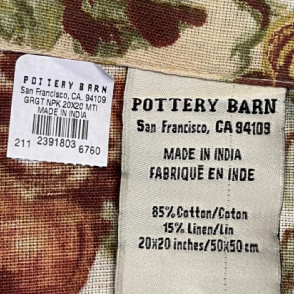 New Pottery Barn 6 Napkins Matching Table Runner Giorgetta Pheasant Grapes Linen
